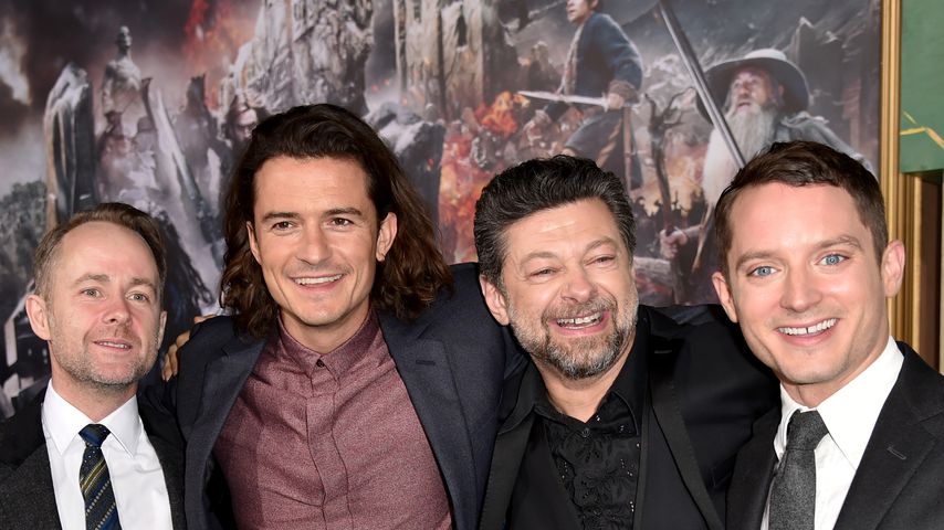 Billy Boyd, Orlando Bloom, Andy Serkis und Elijah Wood bei der "Hobbit"-Premiere 2014