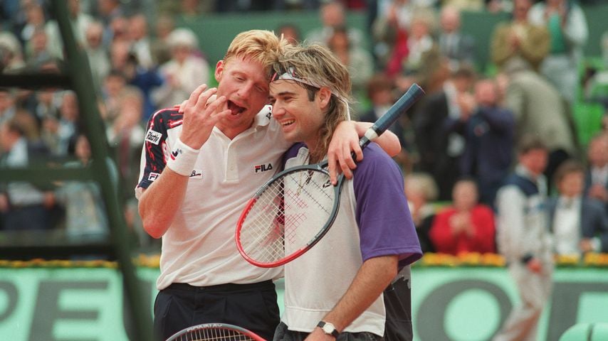 Boris Becker und Andre Agassi im Juni 1991
