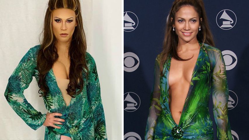 So ähnlich! TV-Host imitiert Jennifer Lopez' Versace-Look!