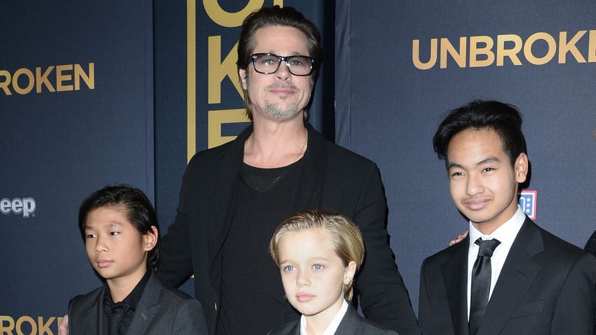 Brad Pitt mit Pax, Shiloh und Maddox, Dezember 2014