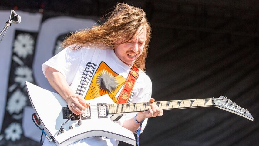 Brady Ebert von Turnstile performt beim Riot Fest im Douglas Park, Chicago, am 14. September 2019