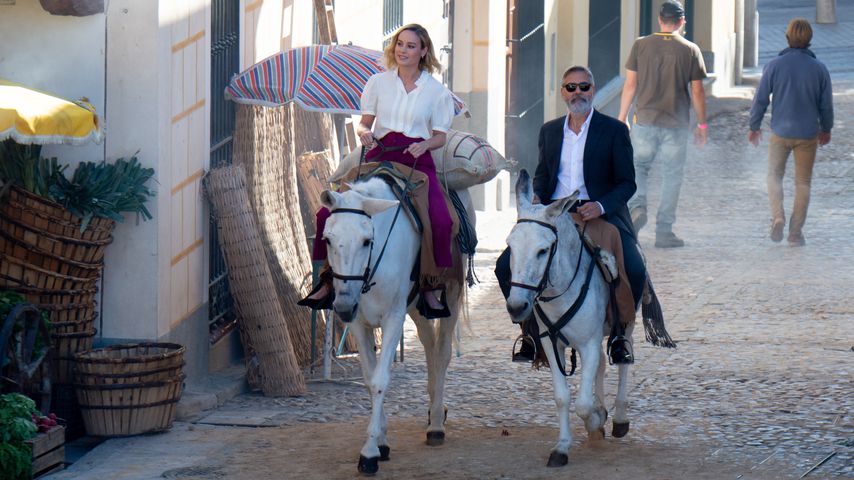 Brie Larson und George Clooney bei den Dreharbeiten zum neuen Nespresso-Werbespot
