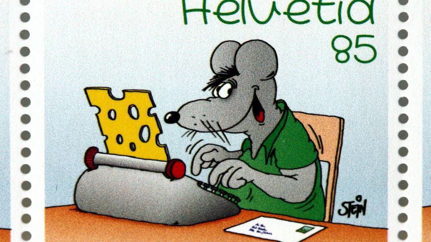 Eine Briefmarke mit einem Cartoon von Uli Stein