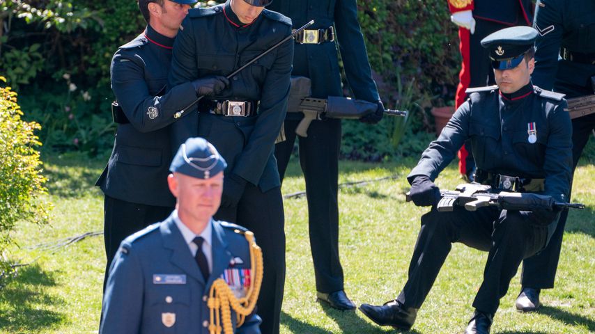 Ein Soldat bei Prinz Philips Beerdigung