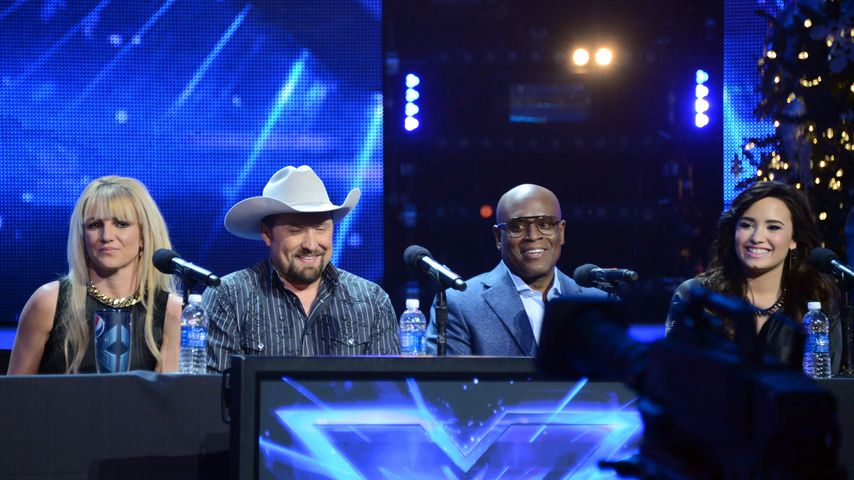 Britney Spears, Tate Stevens, L.A. Reid und Demi Lovato bei "X Factor" 2012