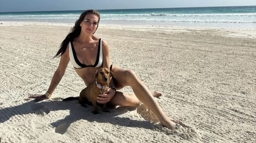 Brooke Shields mit ihrem Hund, 2025
