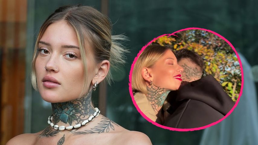 Collage: Jill Lange mit einem Unbekannten