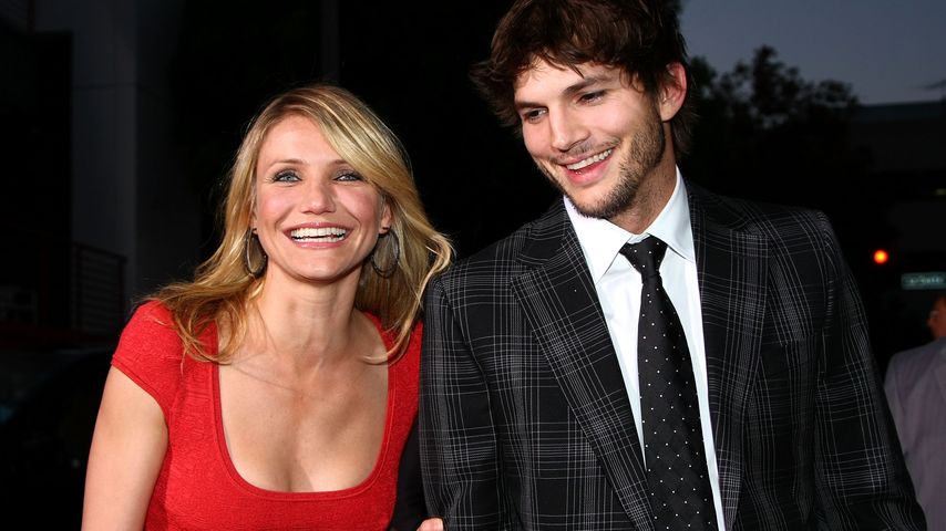 Cameron Diaz und actor Ashton Kutcher auf der Premiere von "Love Vegas" in Westwood, May 2008.