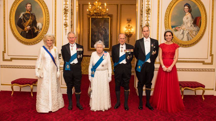Camilla und Prinz Charles, Queen Elizabeth mit Prinz Philip, Prinz William mit Kate in London, 2016