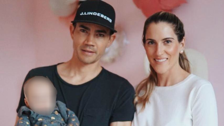 Camilo Villegas mit seiner Frau und seiner Tochter im Januar 2019