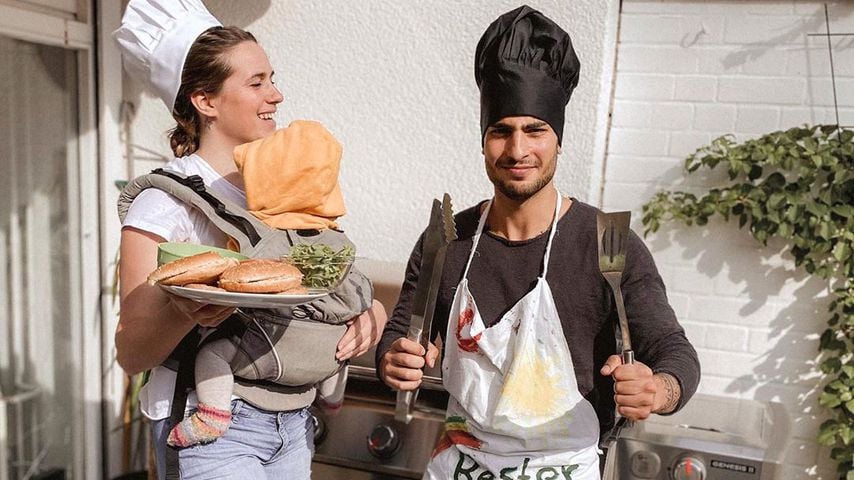 Caroline Steinhof, Timur Ülker und Sohn Ilay Kaan im Mai 2020