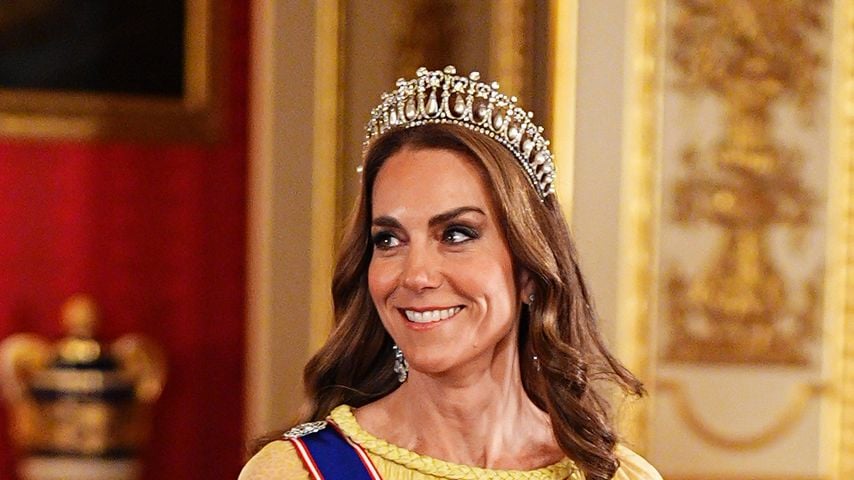 Catherine, Princess of Wales, trifft zum Staatsbankett für Sultan Haitham bin Tarik al Said auf Schloss Windsor ein