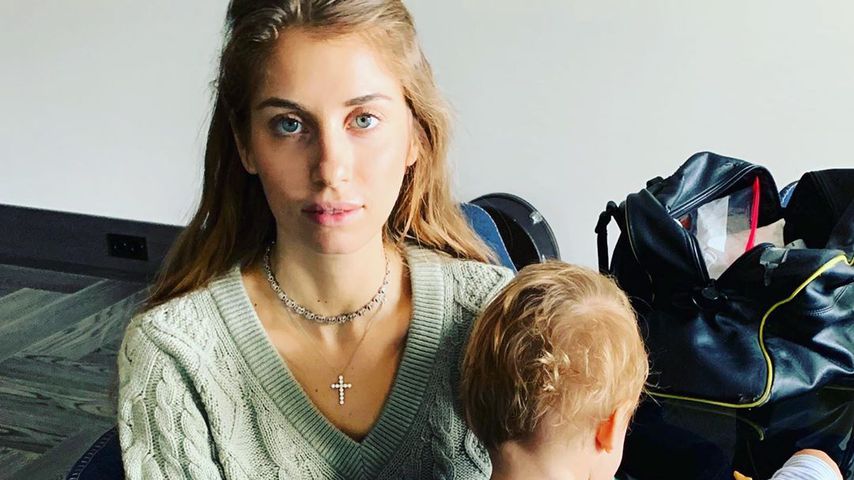 Cathy Hummels mit ihrem Sohn Ludwig, September 2019