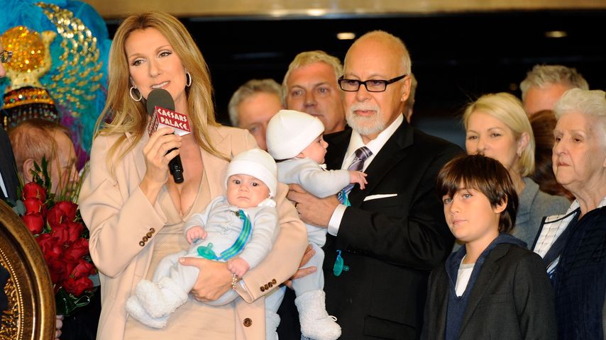 Céline Dion und René Angélil mit ihren Kindern Nelson, Eddy und René-Charles, Februar 2011