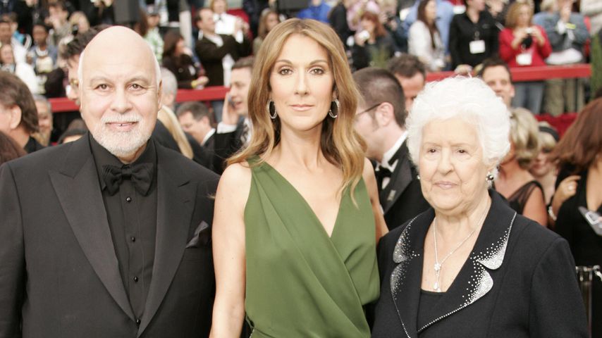 Celine Dion mit ihrem Ehemann René Angélil (l.) und Mama Therese (r.) 2007