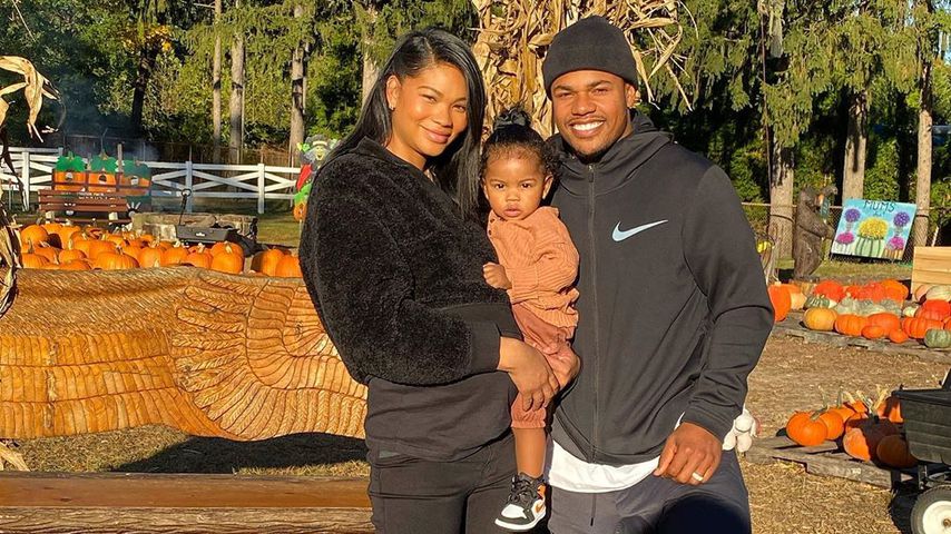 Chanel Iman mit ihrem Mann Sterling Shepard und ihrer Tochter Cali Clay