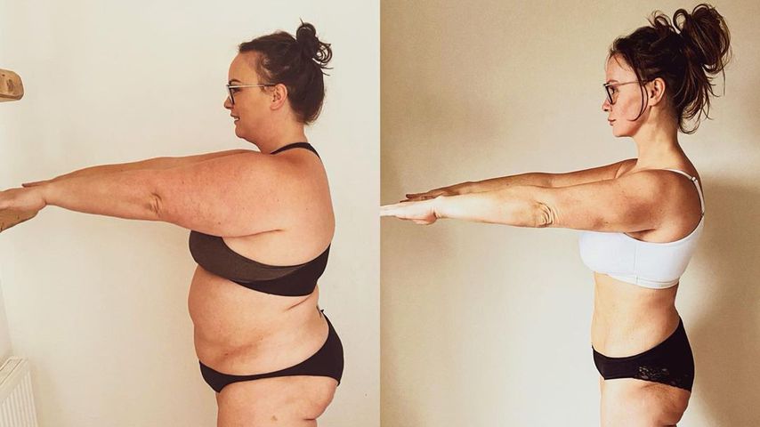 46 Kilo Unterschied! UK-Realitystar teilt Bodytransformation
