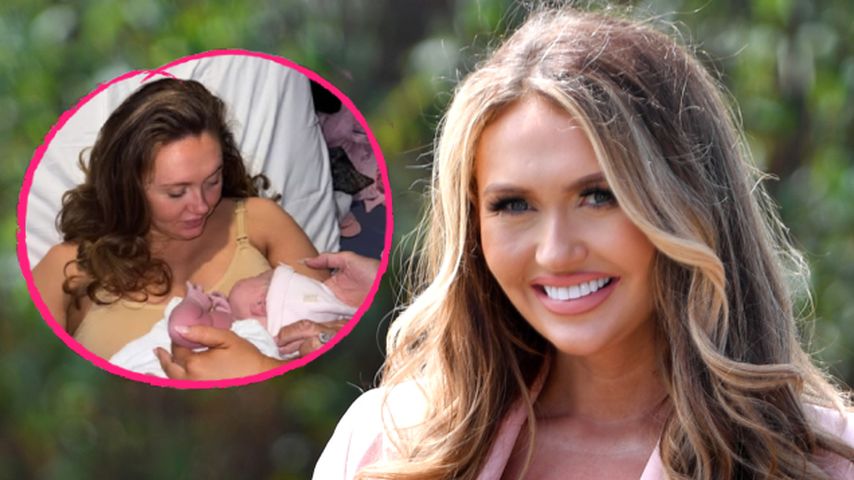 Ein Mädchen: Charlotte Dawson begrüßt ihr Baby auf der Welt