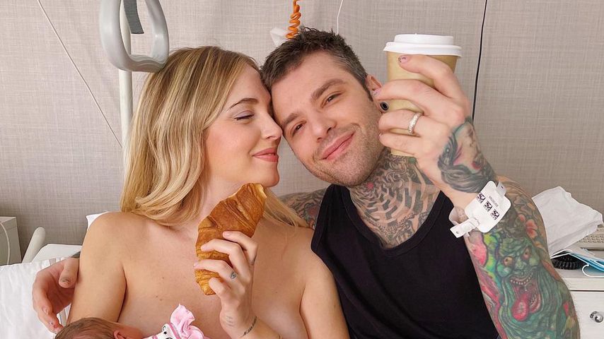 Chiara Ferragni, ihr Mann Fedez und ihr Baby Vittoria im März 2021