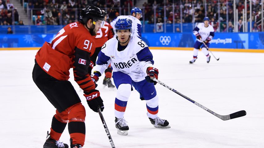 Cho Min-ho bei einem Eishockeyspiel im Jahr 2018