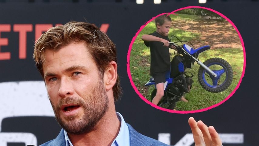 Ohne Schuhe: Chris Hemsworths Sohn düst auf Mini-Motorrad!