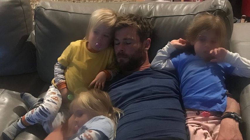 Chris Hemsworth mit seinen Kindern India Rose, Tristan und Sasha