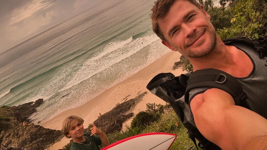 Chris Hemsworth mit sienem Sohn, Dezember 2024
