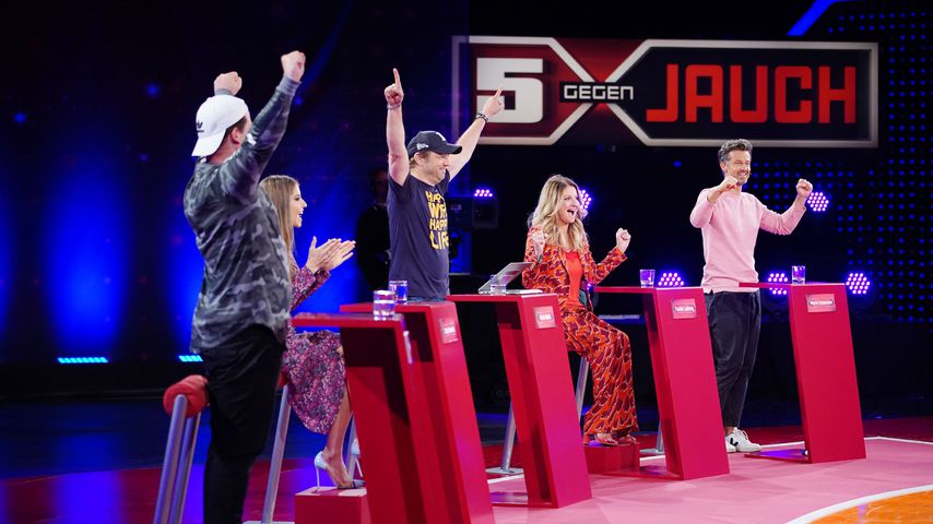 Chris Tall, Cathy Hummels, Mario Barth, Frauke Ludowig und Wayne Carpendale bei "5 gegen Jauch"