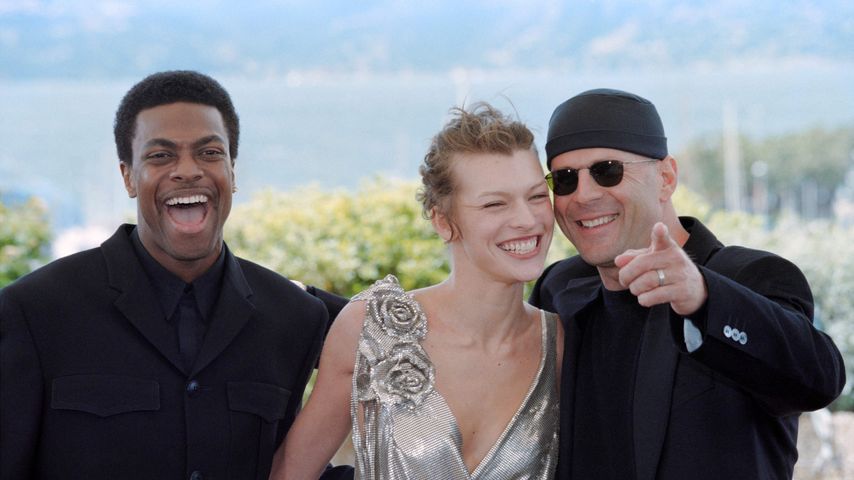 Chris Tucker, Milla Jovovich und Bruce Willis bei der Premiere von "Das fünfte Element" in Cannes