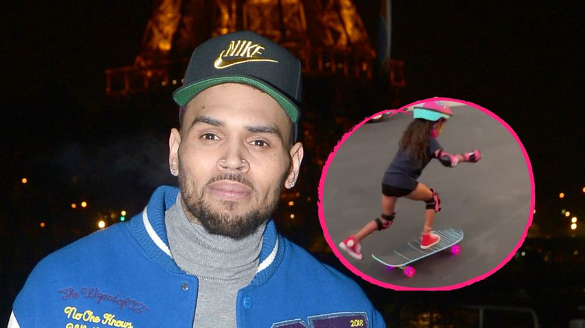 Wie ein Profi: Chris Browns Tochter Royalty lernt Skaten