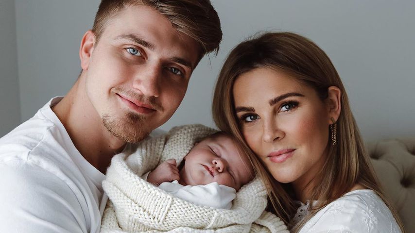 Christin Kaeber mit ihrem Freund Leons und Baby Nia