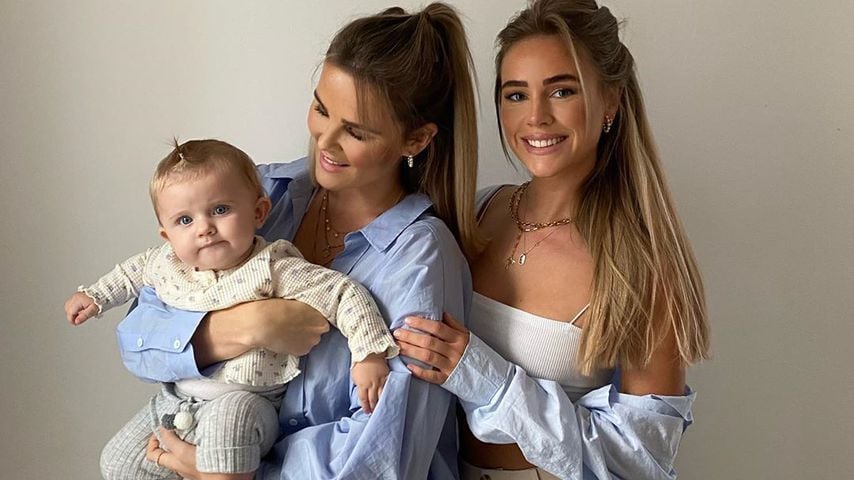 Christin Kaeber mit ihrer Tochter Nia und Schwester Liz, Oktober 2020