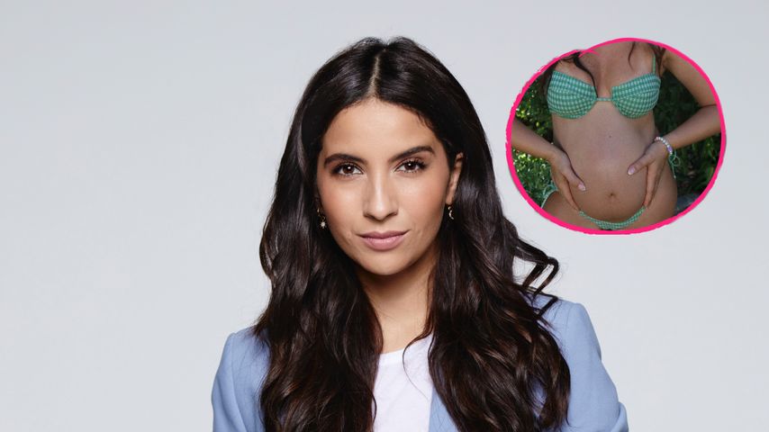 Schwangere Chryssanthi Kavazi zeigt ihre Babykugel im Bikini