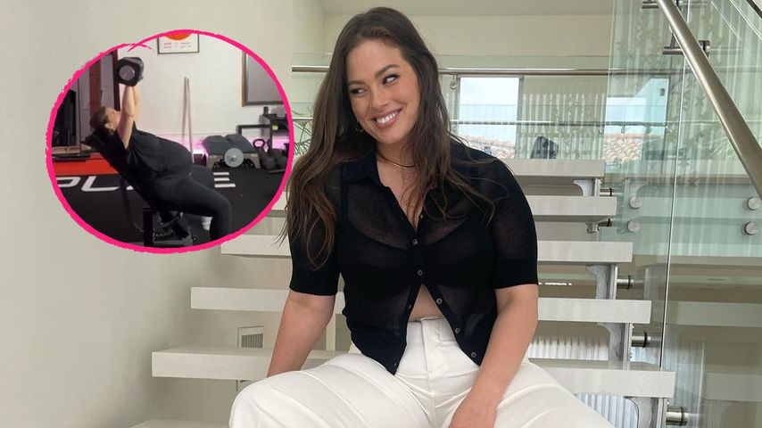 Mit XXL-Bauch: Ashley Graham stemmt hochschwanger Gewichte