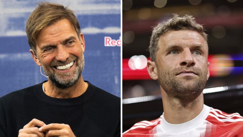 Collage: Jürgen Klopp, Januar 2025 und Thomas Müller, Juli 2025