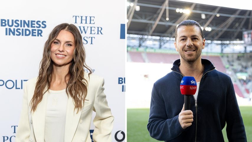 Collage: Laura Wontorra und Riccardo Basile zeigen sich erstmals offiziell gemeinsam auf Instagram.