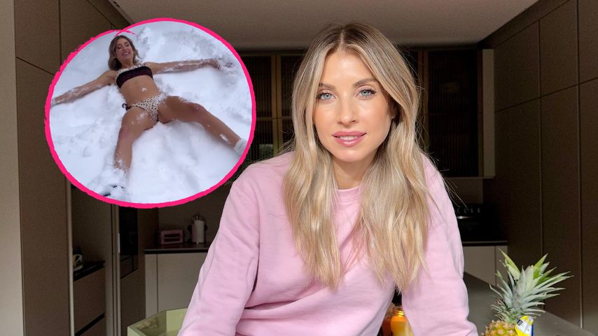 Superkomisch? Cathy Hummels legt sich halb nackt in Schnee
