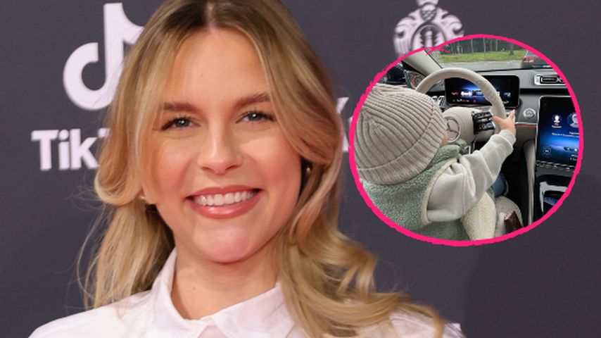 Süß! Hier sitzt Dagi Bees Sohn Nelio im Auto hinterm Steuer