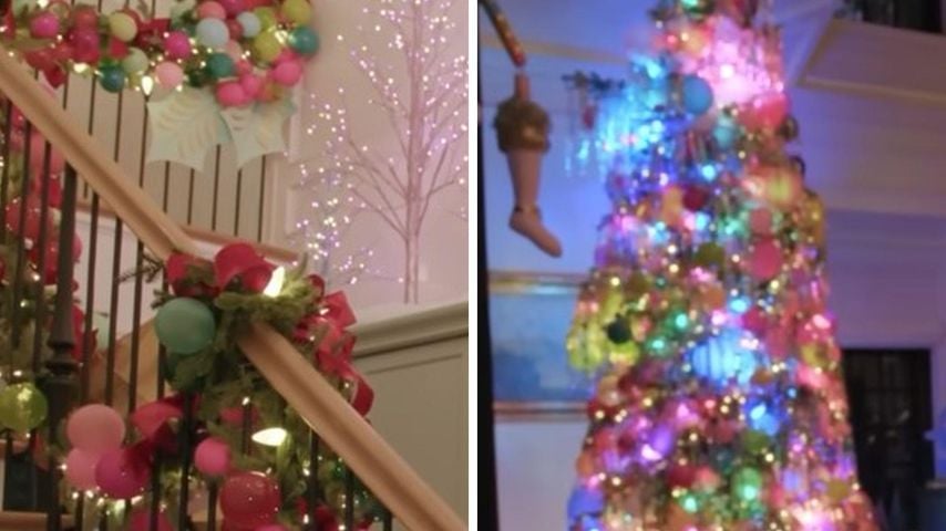 Collage: Die Weihnachtsdeko von Jonathan Scott und Zooey Deschanel