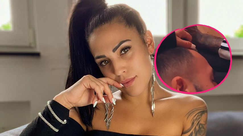 Doch mehr als Freunde? Elena Miras streichelt Mann den Kopf