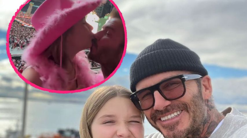 Tochter Harper gibt David Beckham dicken Bussi auf den Mund!