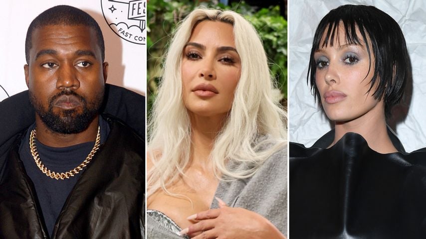 Collage: Kanye West, Kim Kardashian, Bianca Censori