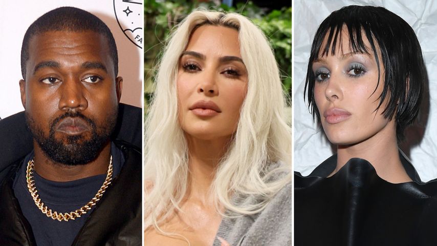 Collage: Kanye West, Kim Kardashian, Bianca Censori