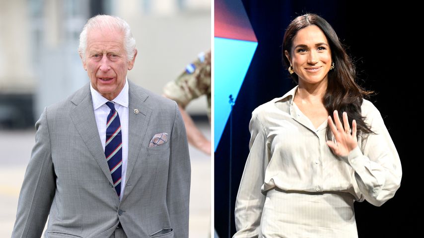 Collage: König Charles III., Herzogin Meghan