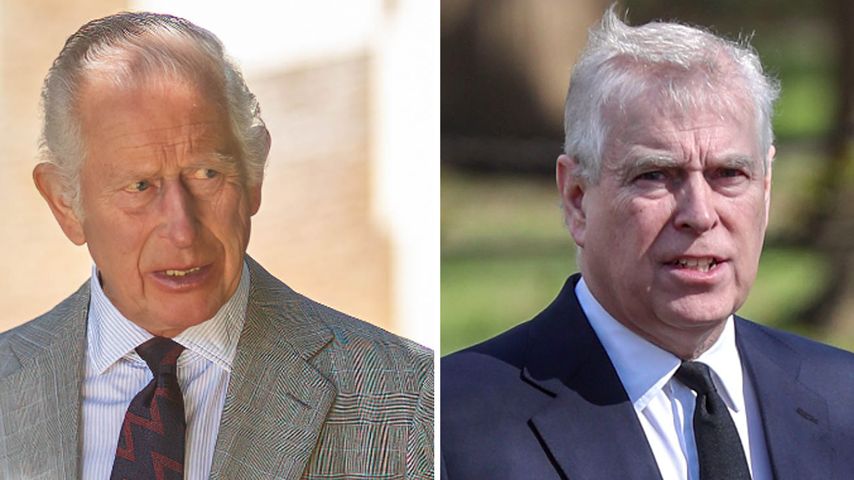 Collage: König Charles III. und Prinz Andrew
