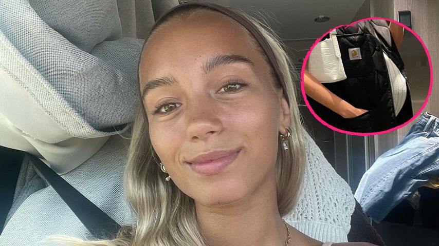 So lässig setzt Lisa Mantler ihre runde Babykugel in Szene