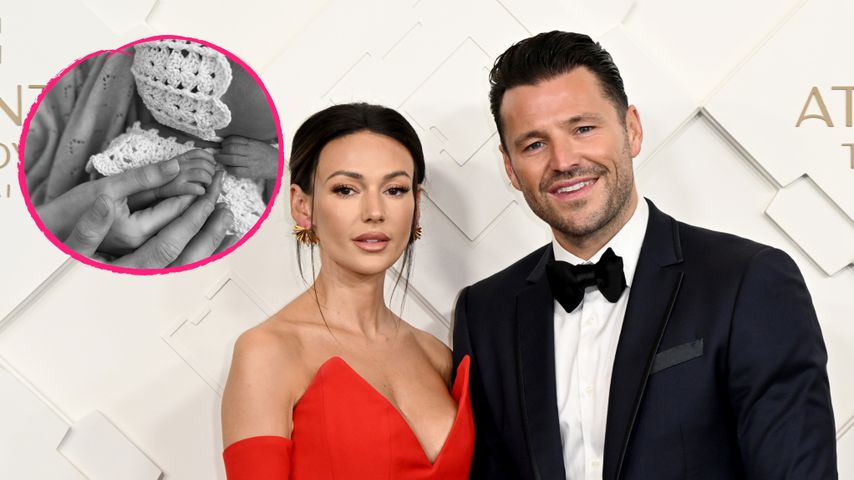 Collage: Michelle Keegan und Mark Wright mit ihrer Tochter Palma