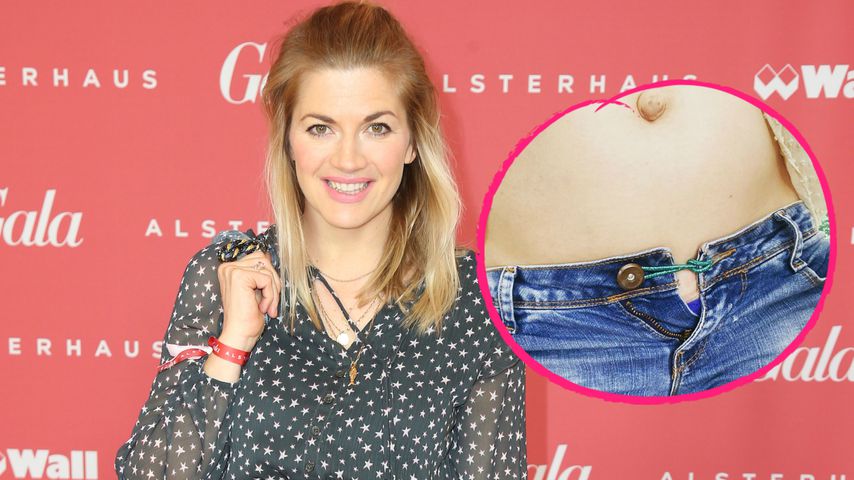 Runder Bauch: Schwangere Nina Bott passt Hose nicht mehr