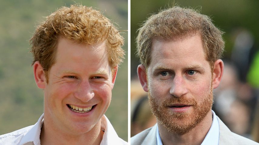 Collage: Prinz Harry 2012 und 2019
