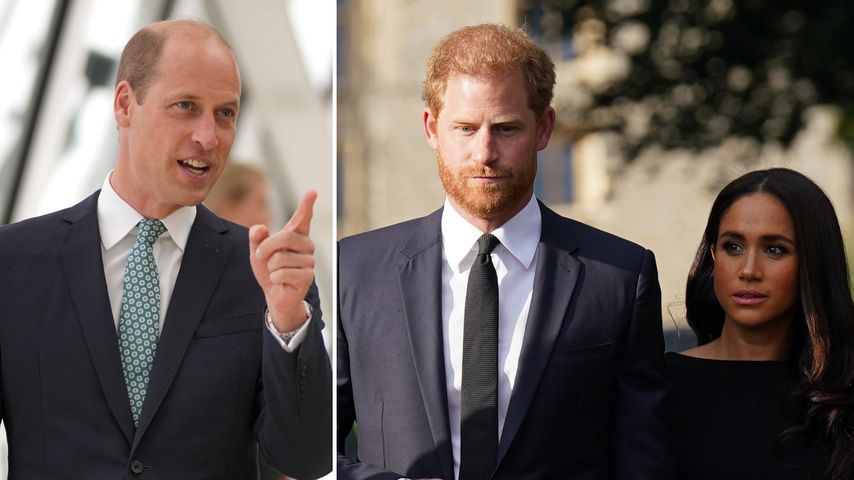Collage: Prinz William, Prinz Harry und Herzogin Meghan